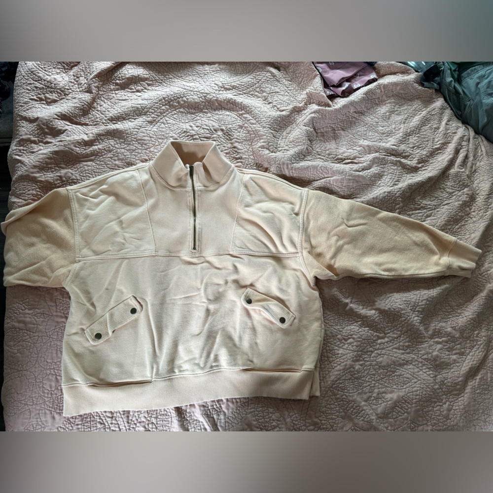Light peach half zip aerie sweatshirt